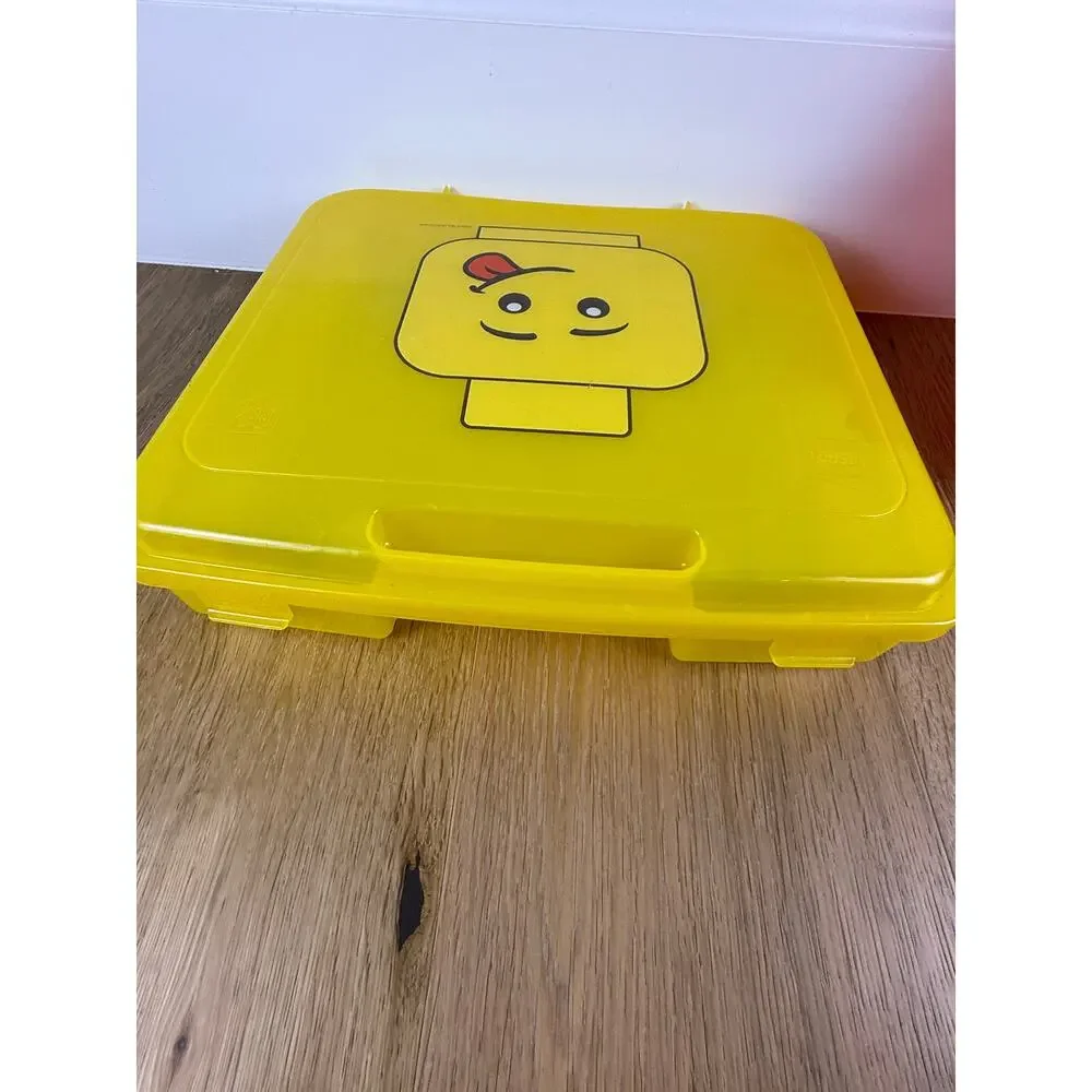 LEGO Minifigure Head Storage Case Gently Used Lot of 2 Red Yellow